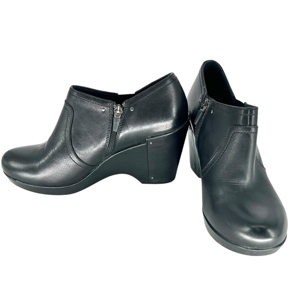 DANSKO Florence Chelsea Black Leather Wedge Ankle Bootie 40 U.S. size 9 Nice Y2k - Picture 7 of 11